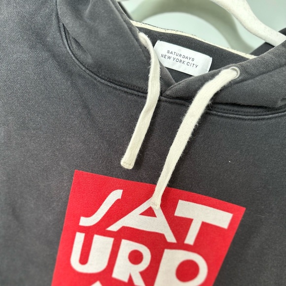 Saturdays New York City NYC Dark Gray and Red Men’s Sweater Hoodie - Picture 2 of 3